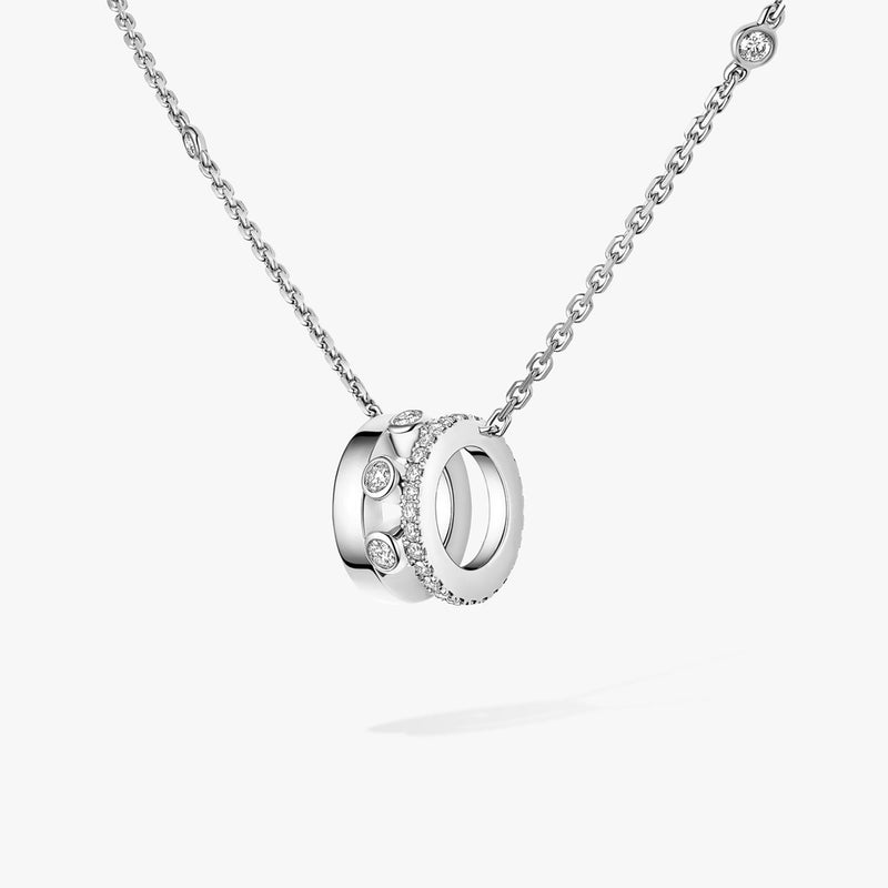 18ct White Gold Move Romane Diamond Pendant