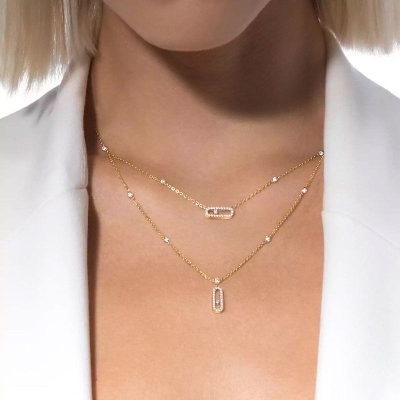 Move Uno Pave Diamond Set 2 Row 18ct Yellow Gold Diamond