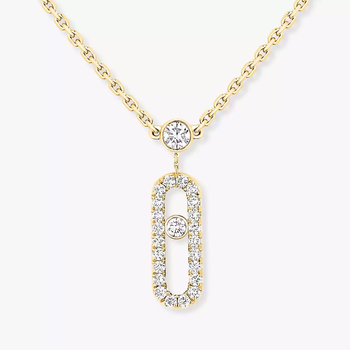 Move Uno Pave Diamond Set 2 Row 18ct Yellow Gold Diamond
