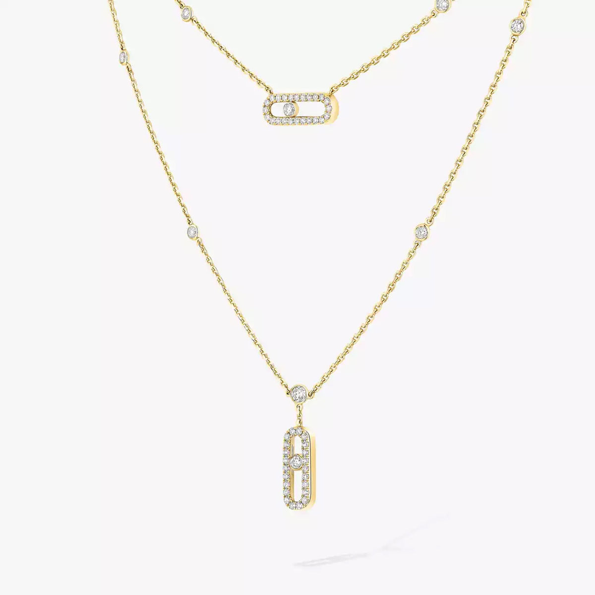 Move Uno Pave Diamond Set 2 Row 18ct Yellow Gold Diamond