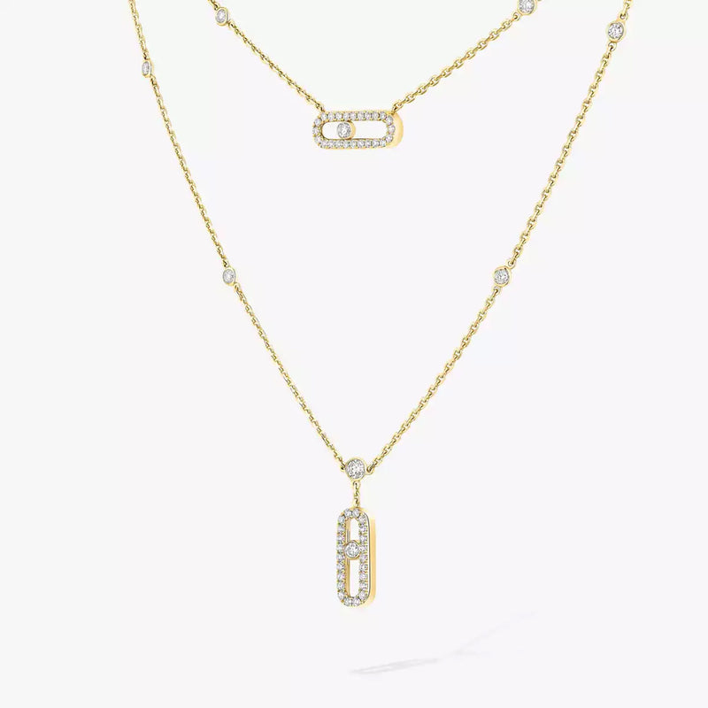 Move Uno Pave Diamond Set 2 Row 18ct Yellow Gold Diamond