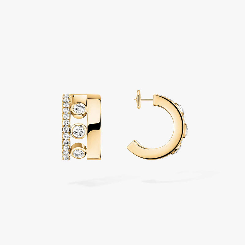 Move Romane 18ct Yellow Gold Diamond Set Mini Hoop Earrings