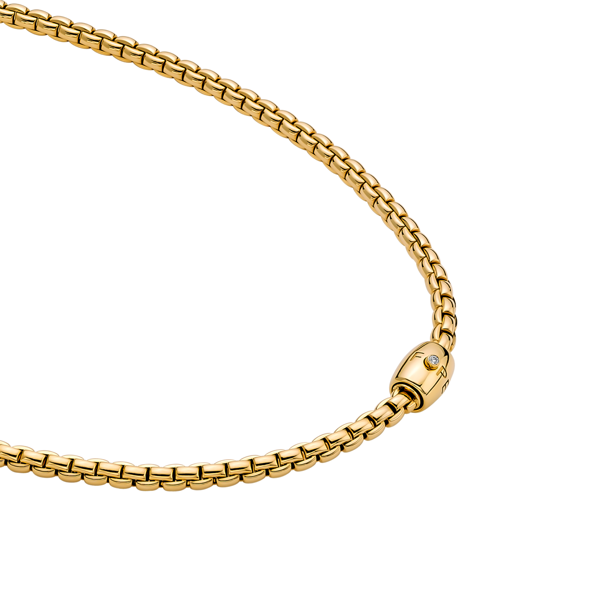 FOPE Eka 18ct Yellow Gold Necklace With Diamond Set Ornamental Clasp - Berry's Jewellers