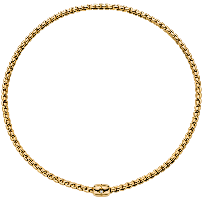 FOPE Eka 18ct Yellow Gold Necklace With Diamond Set Ornamental Clasp - Berry's Jewellers