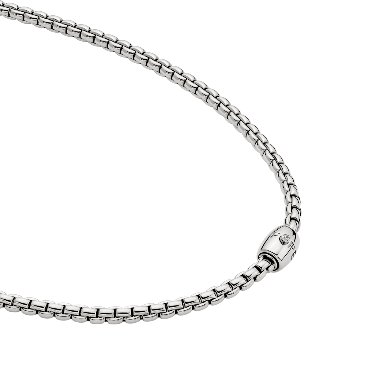 Eka 18ct White Gold Necklace With Diamond Set Ornamental Clasp