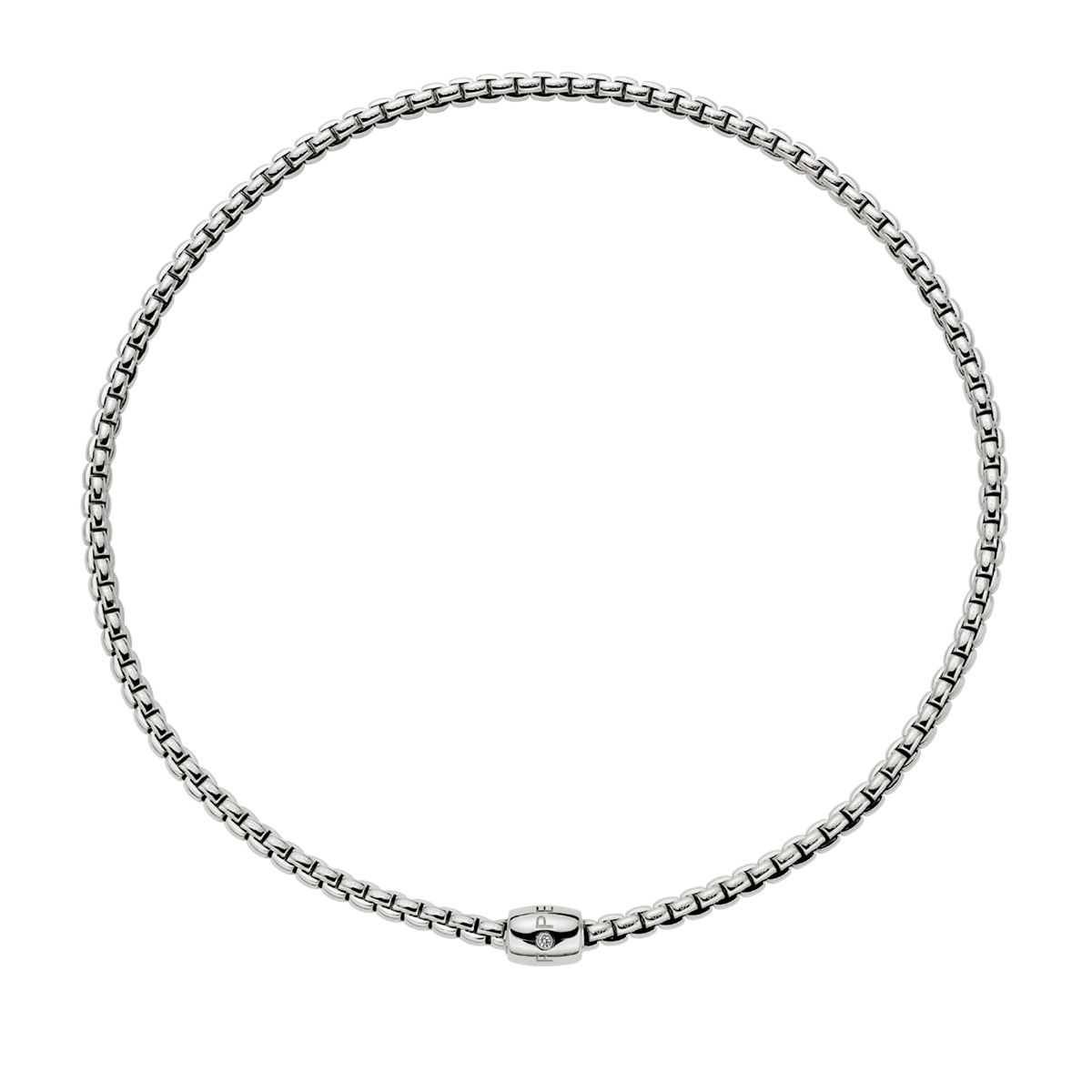 Eka 18ct White Gold Necklace With Diamond Set Ornamental Clasp