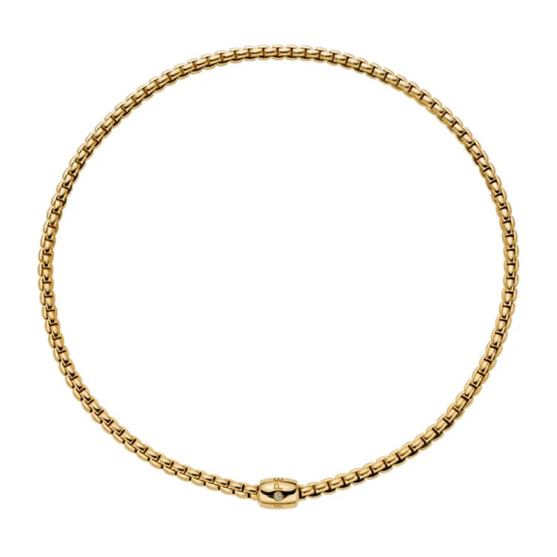 FOPE Eka 18ct Yellow Gold Flex'it Necklace With A Single Diamond Ornamental Clasp - Berry's Jewellers