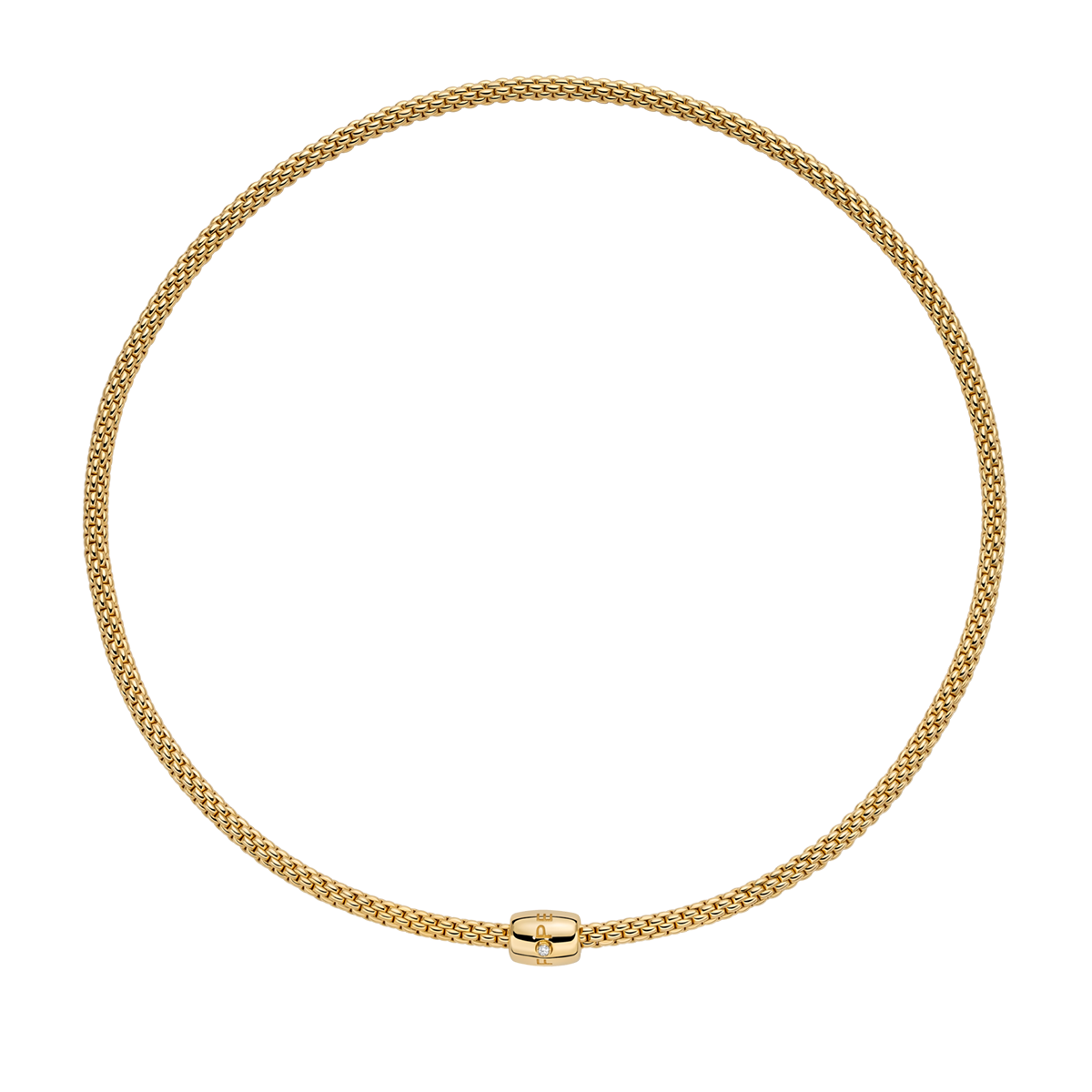 Prima 18ct Yellow Gold Necklace With Diamond Set Ornamental Clasp