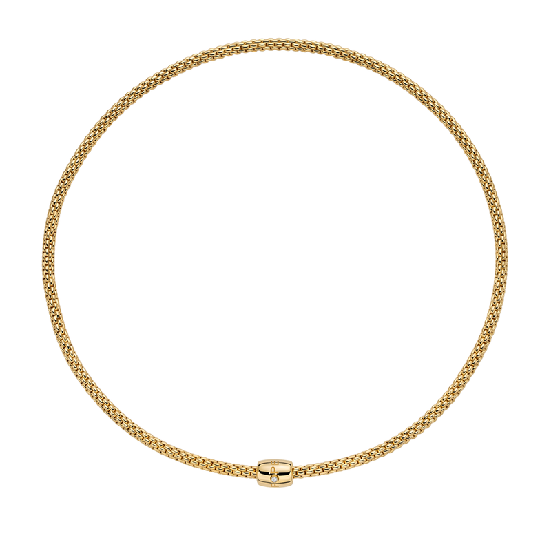 Prima 18ct Yellow Gold Necklace With Diamond Set Ornamental Clasp