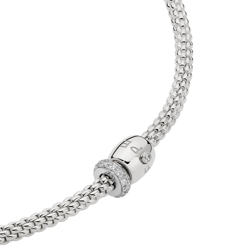 Prima 18ct White Gold Necklace With Pavé Set Diamonds & Ornamental Clasp
