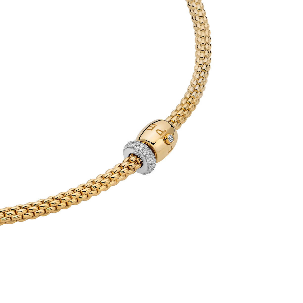 Prima 18ct Yellow Gold Necklace With Pavé Set Diamonds & Ornamental Clasp