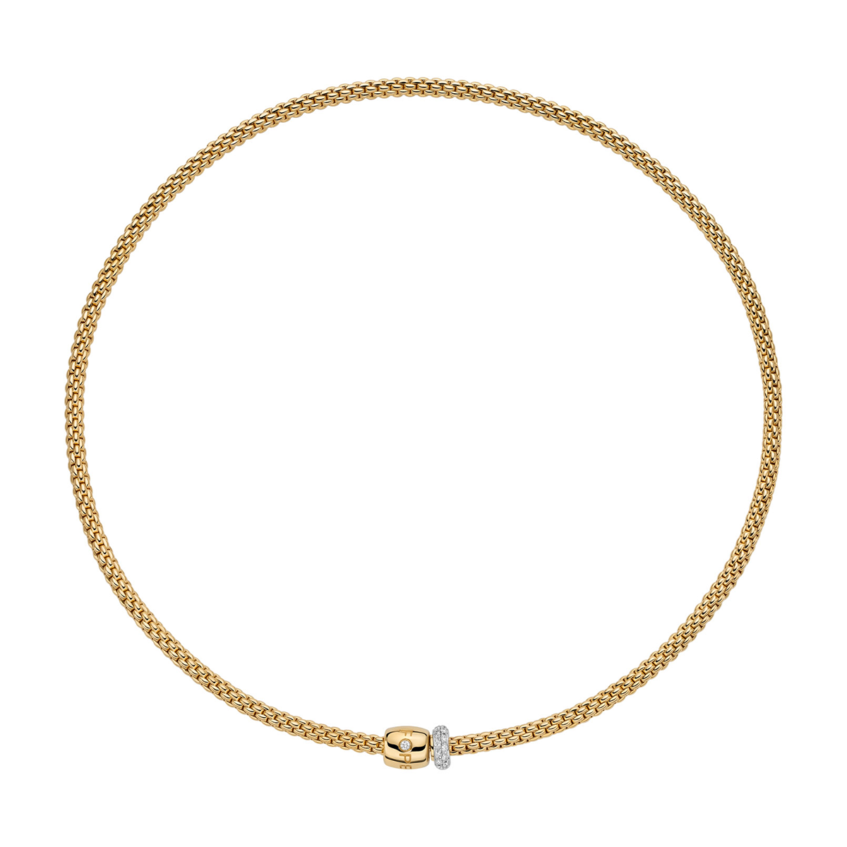 Prima 18ct Yellow Gold Necklace With Pavé Set Diamonds & Ornamental Clasp