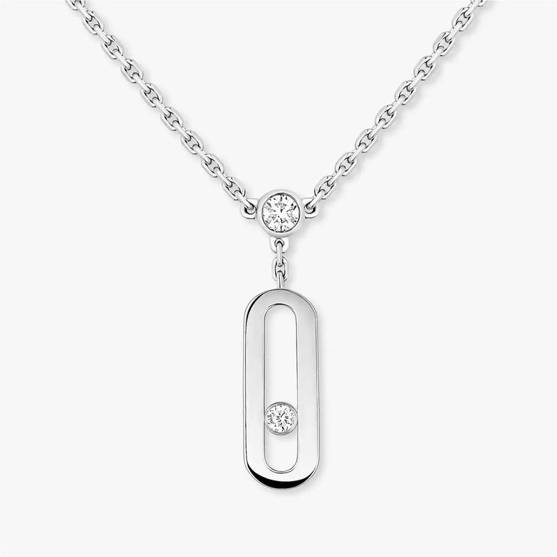 Move Uno 2 Rows 18ct White Gold Diamond Set Necklace
