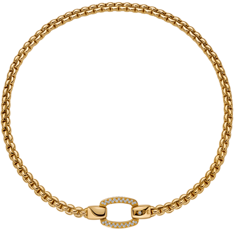 FOPE Eka 18ct Yellow Gold Necklace With Diamond Pavé Clasp - Berry's Jewellers