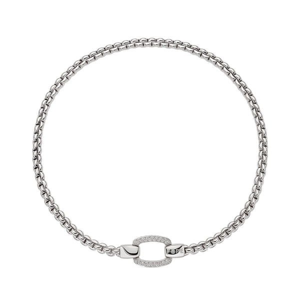FOPE Eka 18ct White Gold Flex'it Necklace With Diamond Pave Clasp - Berry's Jewellers