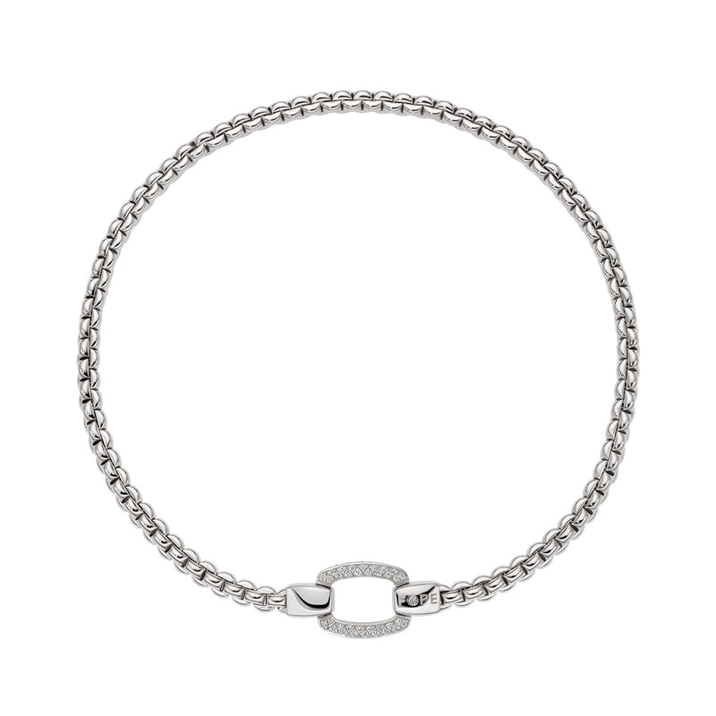 FOPE Eka 18ct White Gold Flex'it Necklace With Diamond Pave Clasp - Berry's Jewellers