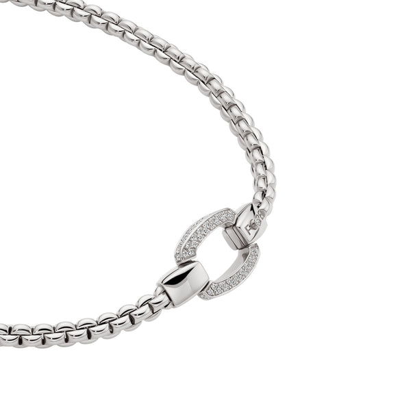 FOPE Eka 18ct White Gold Flex'it Necklace With Diamond Pave Clasp - Berry's Jewellers