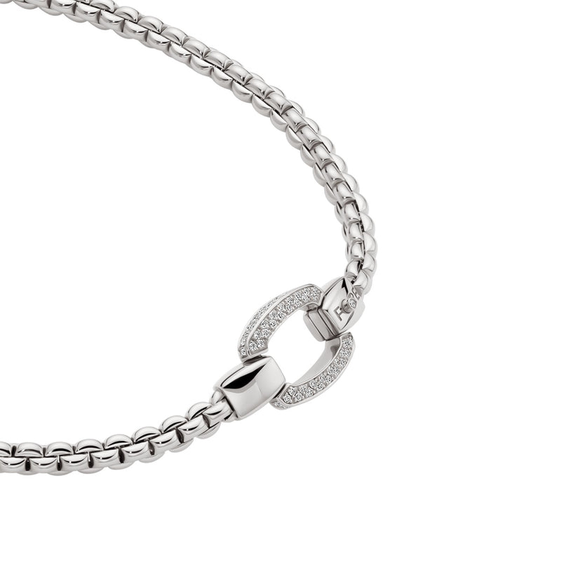 FOPE Eka 18ct White Gold Flex'it Necklace With Diamond Pave Clasp - Berry's Jewellers