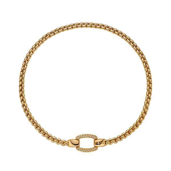 FOPE Eka 18ct Yellow Gold Flex'it Necklace With Diamond Pave Clasp - Berry's Jewellers