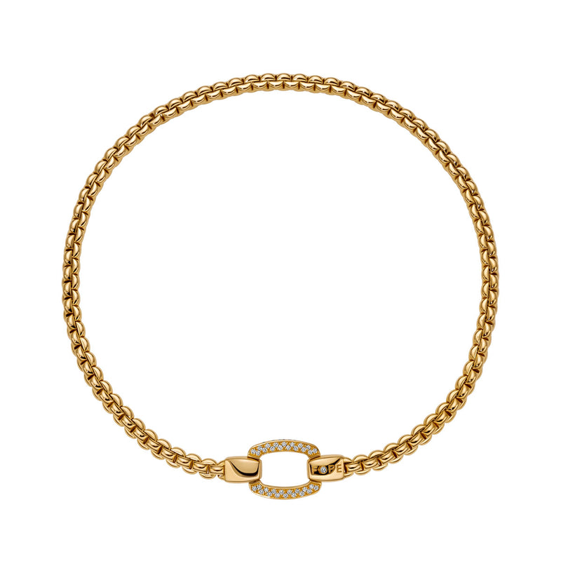 FOPE Eka 18ct Yellow Gold Flex'it Necklace With Diamond Pave Clasp - Berry's Jewellers
