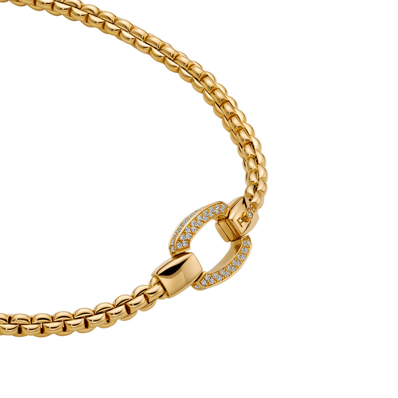 FOPE Eka 18ct Yellow Gold Flex'it Necklace With Diamond Pave Clasp - Berry's Jewellers