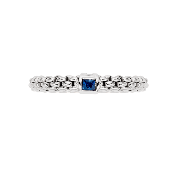 FOPE Souls Collection Flex'it 18ct White Gold Ring with a Blue Sapphire - Berry's Jewellers