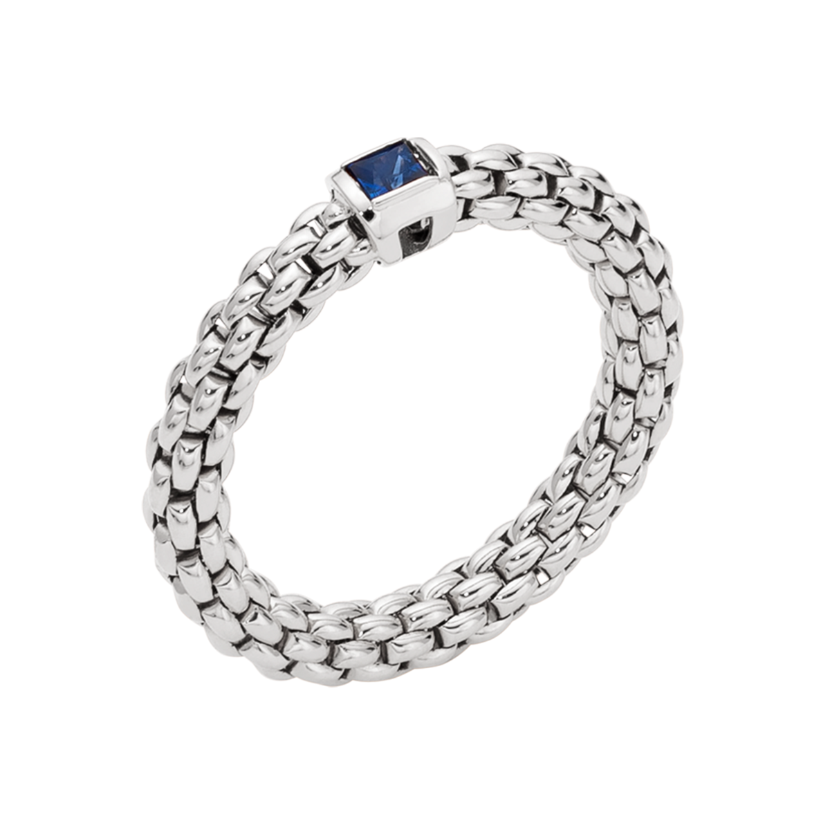 FOPE Souls Collection Flex'it 18ct White Gold Ring with a Blue Sapphire - Berry's Jewellers
