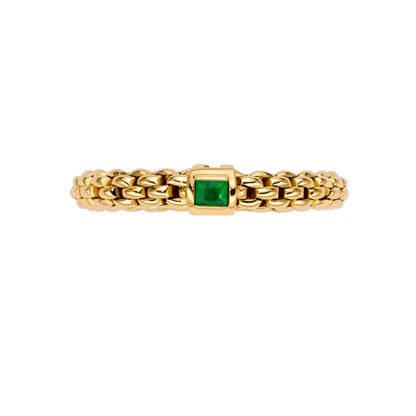 FOPE Souls Collection Flex'it 18ct Yellow Gold Ring with an Emerald - Berry's Jewellers