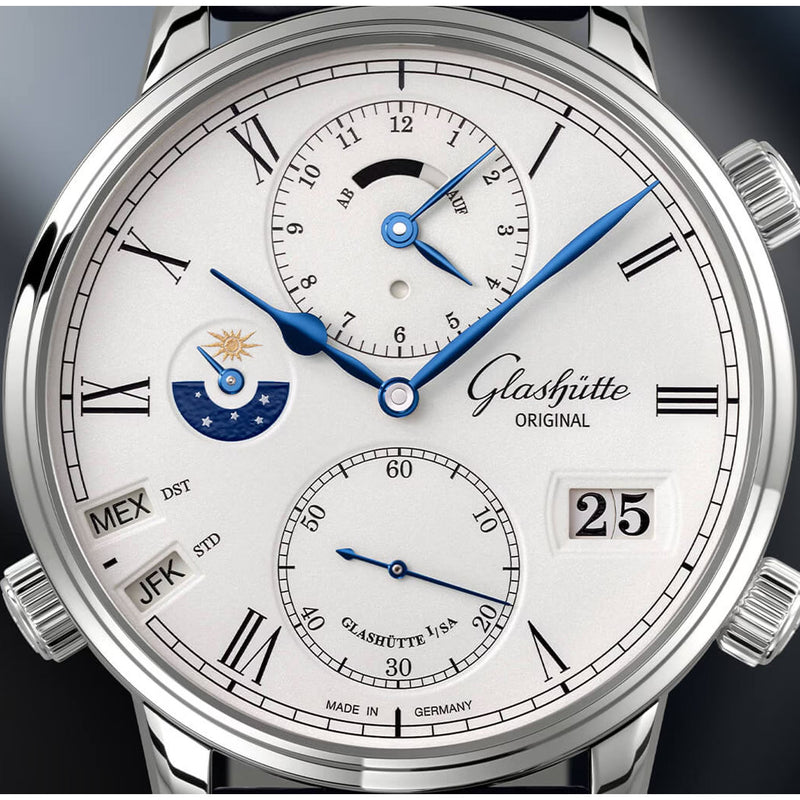 Senator Cosmopolite 44mm Silver Dial 18ct White Gold Men's Automatic Strap Watch