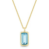 18ct Yellow Gold Octagon Cut Rub Over Set Aquamarine Pendant