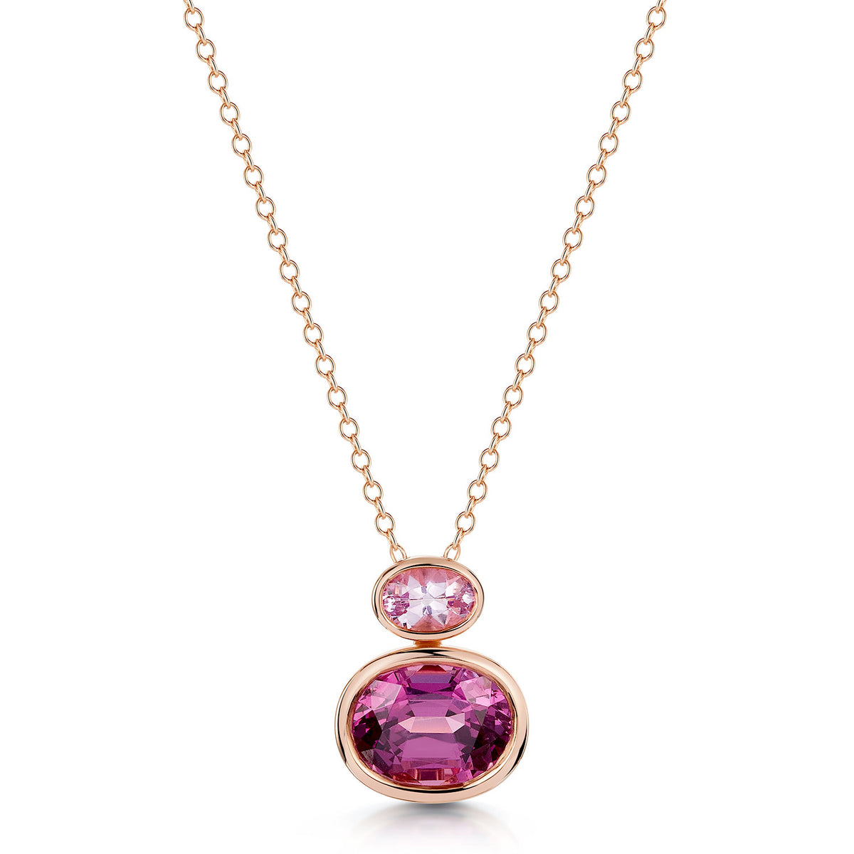 18ct Rose Gold Imperial Topaz and Malayan Garnet Pendant