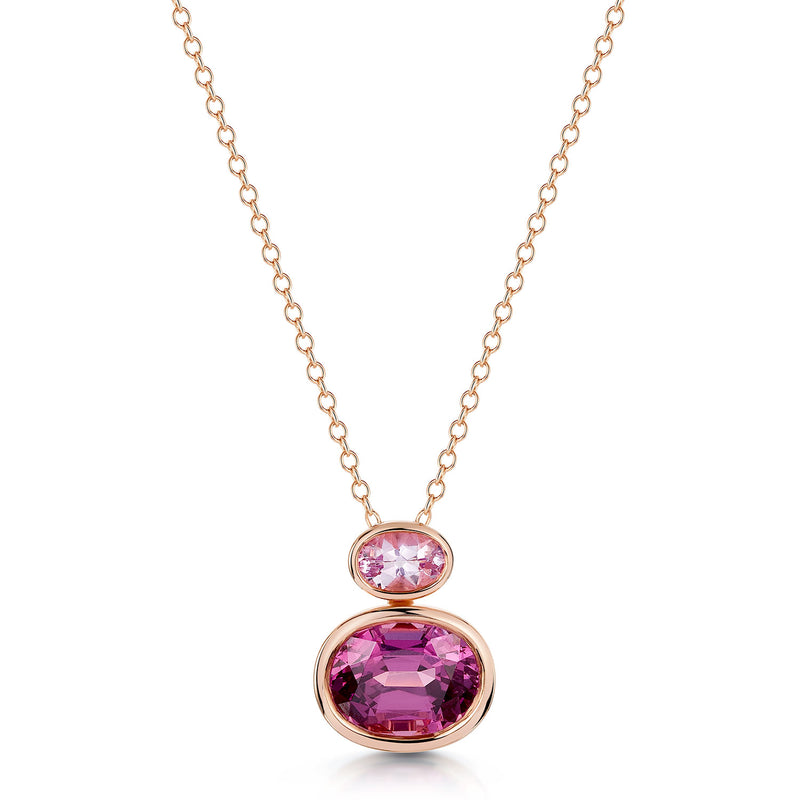 18ct Rose Gold Imperial Topaz and Malayan Garnet Pendant