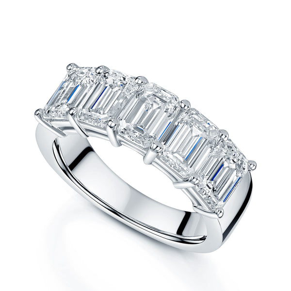 Berry's Platinum Emerald Cut Diamond Five Stone Dress Ring - Berry's Jewellers