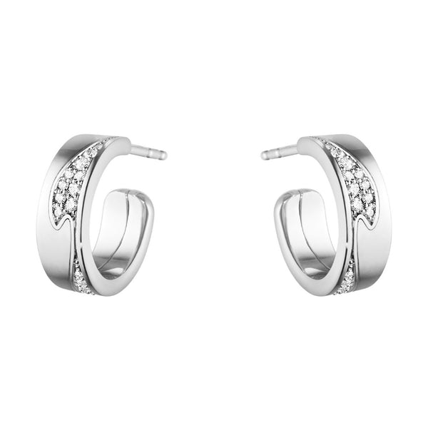 Georg Jensen Fusion 18ct White Gold Diamond Set Hoop Earrings - Berry's Jewellers