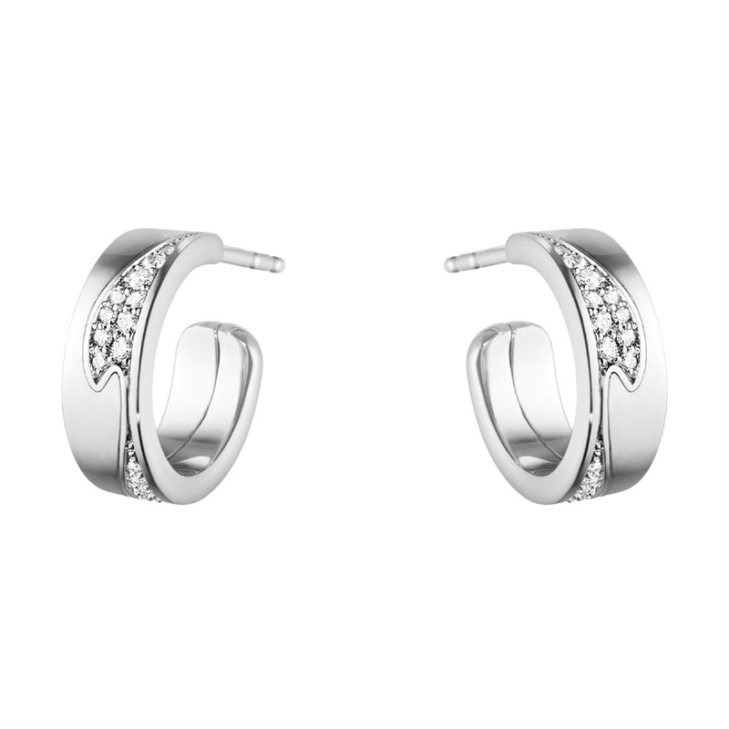 Georg Jensen Fusion 18ct White Gold Diamond Set Hoop Earrings - Berry's Jewellers