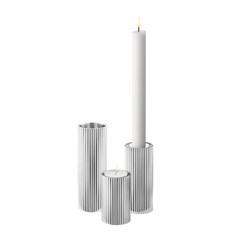 Georg Jensen Bernadotte Stainless Steel Set Of Three Candle Holders - Berry's Jewellers