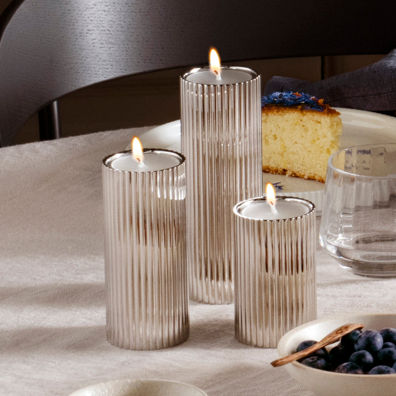 Georg Jensen Bernadotte Stainless Steel Set Of Three Candle Holders - Berry's Jewellers