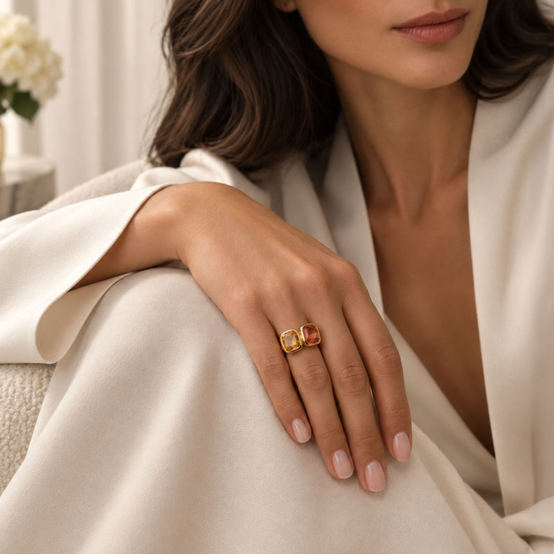 18ct Yellow Gold Imperial Topaz Toi Et Moi Ring