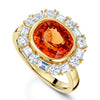 18ct Yellow Gold Mandarin Garnet And Diamond Cluster Ring