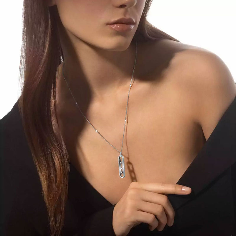 Move 10th PM 18ct White Gold Diamond Set Necklace