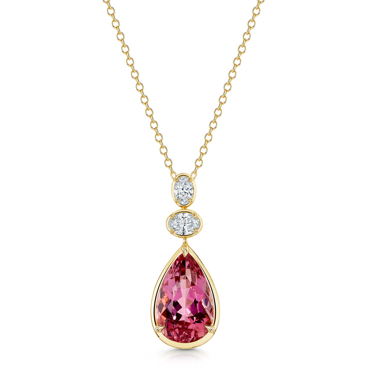 18ct Yellow Gold Tourmaline And Diamond Drop Pendant