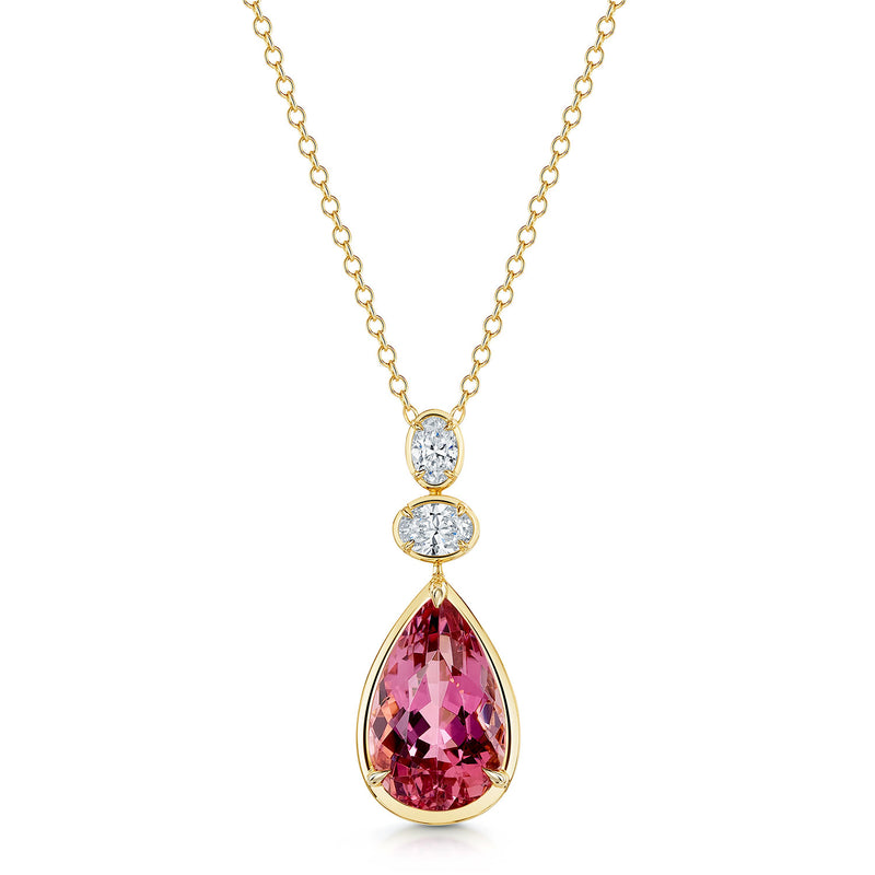 18ct Yellow Gold Tourmaline And Diamond Drop Pendant