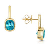 18ct Yellow Gold Blue Zircon Drop Earrings