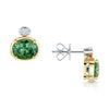 18ct Yellow and White Gold Green Tourmaline and Diamond Drop Earrings