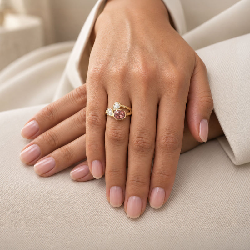 18ct Yellow Gold Imperial Topaz And Diamond Ring