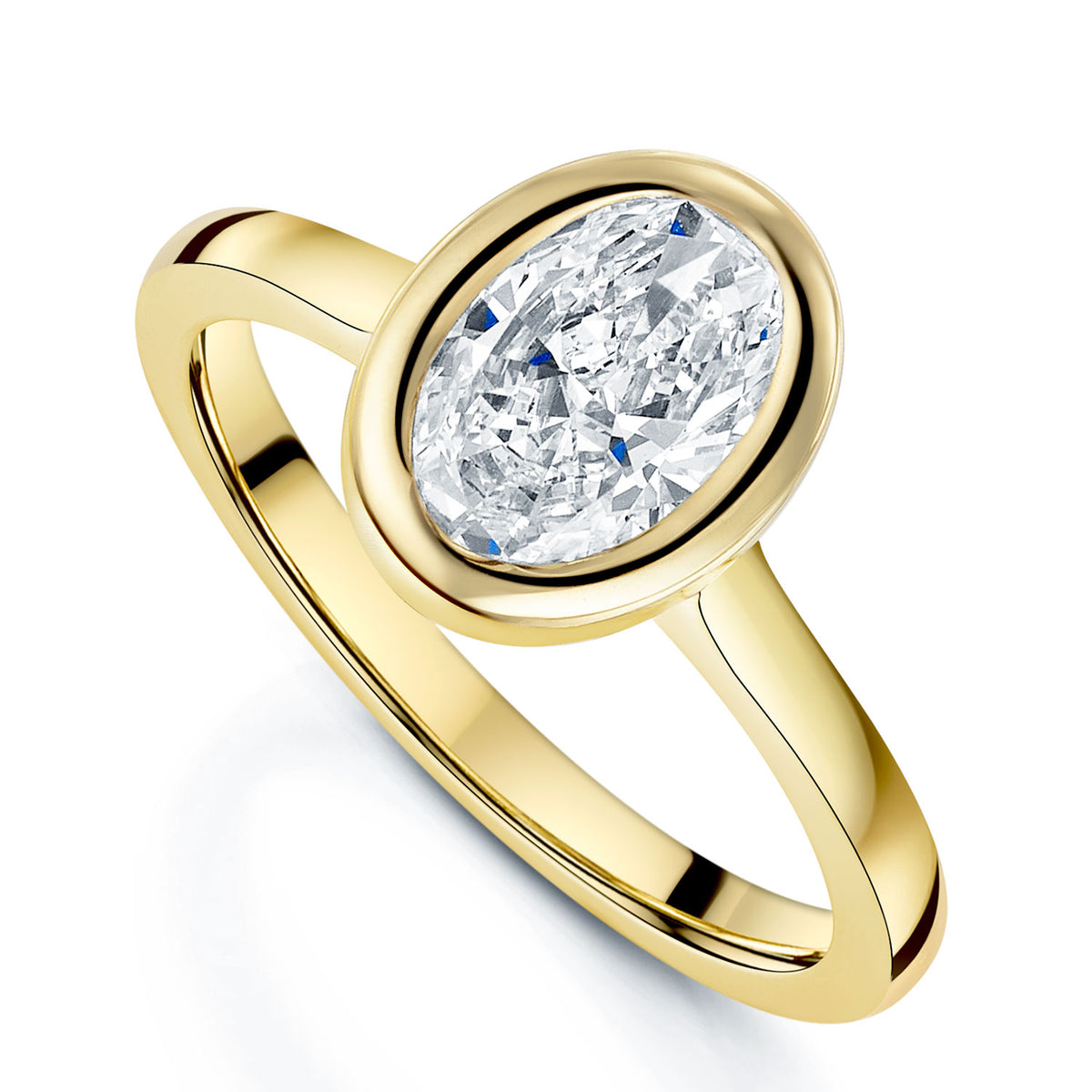 Berry's 18ct Yellow Gold Oval Cut Diamond Rub Over Set Ring - Berry's Jewellers