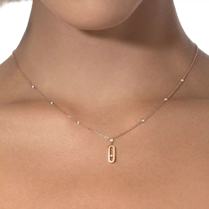 Move Uno Long Necklace 18ct Pink Gold
