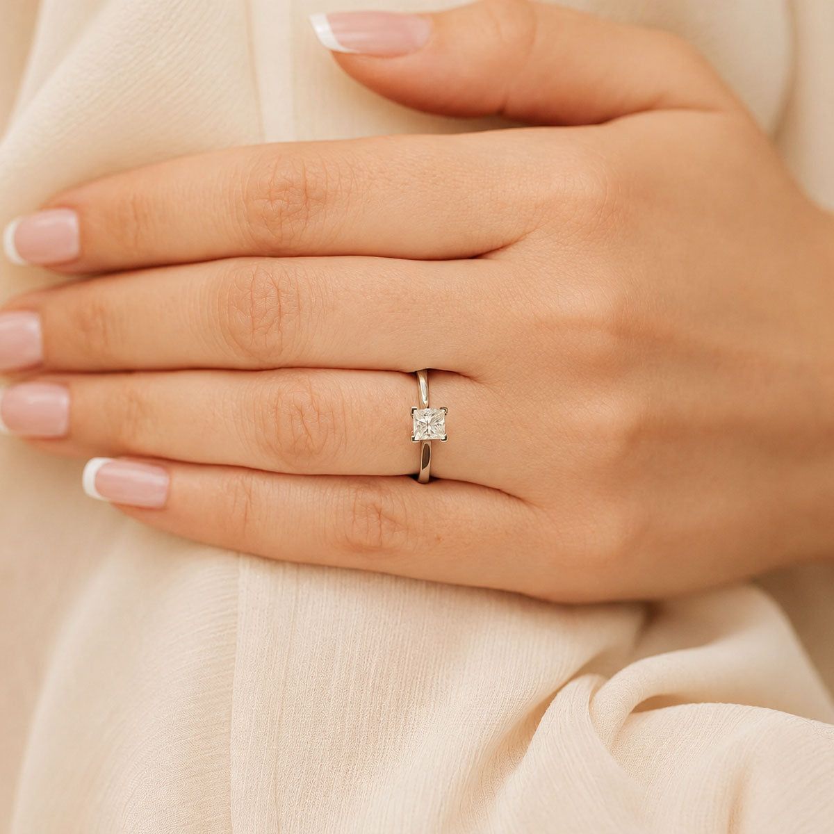 Platinum GIA Certificated Princess Cut Diamond Ring With A Four Claw Setting