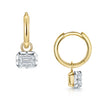 18ct Yellow Gold Emerald Cut Diamond Hoop Earrings