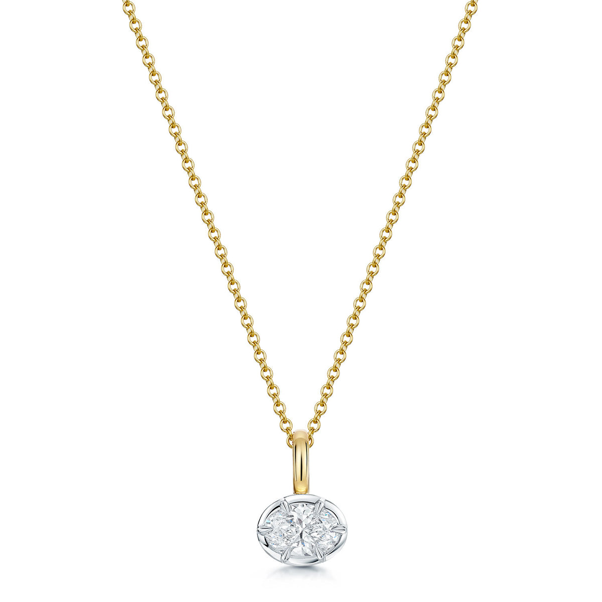 18ct Yellow Gold Oval Diamond Horizontal Set Pendant